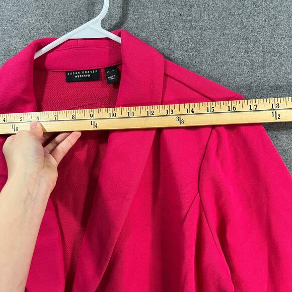 Susan Graver Weekend Regular Marina Knit Blazer Pink Fuchsia Size X-Large - Picture 6 of 9